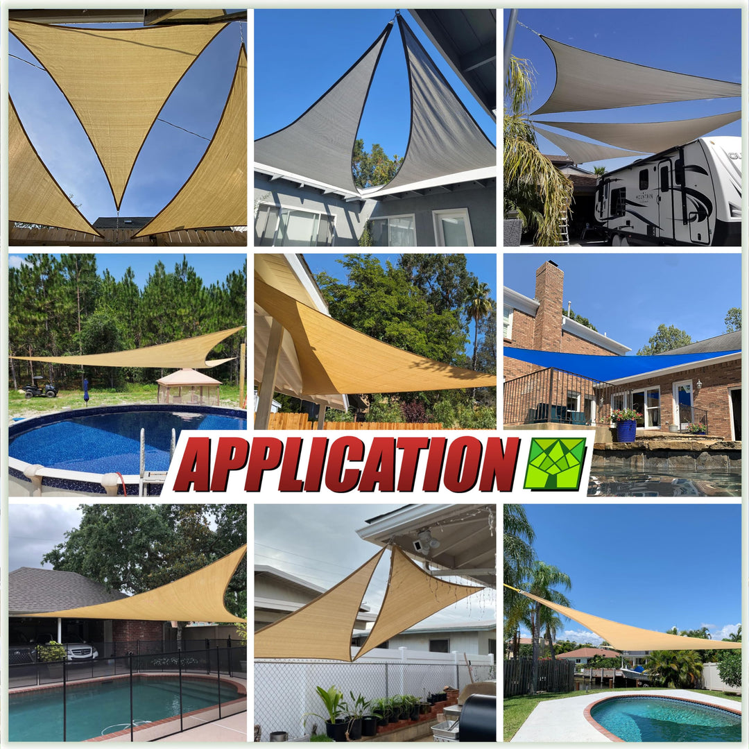 24' x 24' x 24' Beige Triangle CTAPT24 Sun Shade Sail Canopy Mesh Fabric UV Block UPF50 - Commercial Heavy Duty - 190 GSM - 3 Years Warranty ( We Make Custom Size )