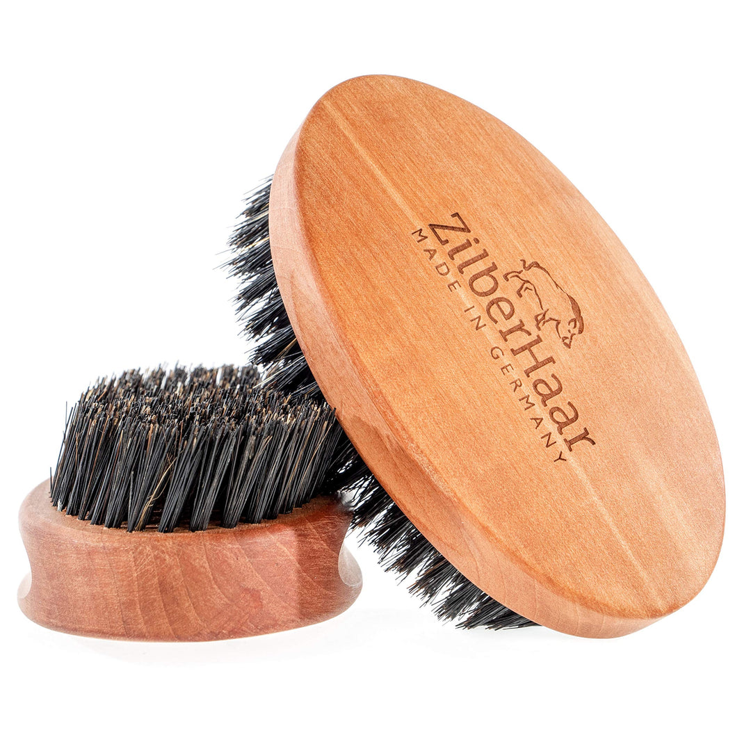 - Men's Slanted Bristle Hair and Beard Brush - Natural Boar and Pearwood Military Style