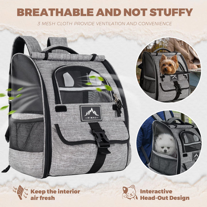 Pet Carrier Backpack for Dogs and Cats,Puppies,Ventilated Design Breathable Dog Carrier Backpack,Cat Bag for Hiking Travel Camping Outdoor Use,Gray