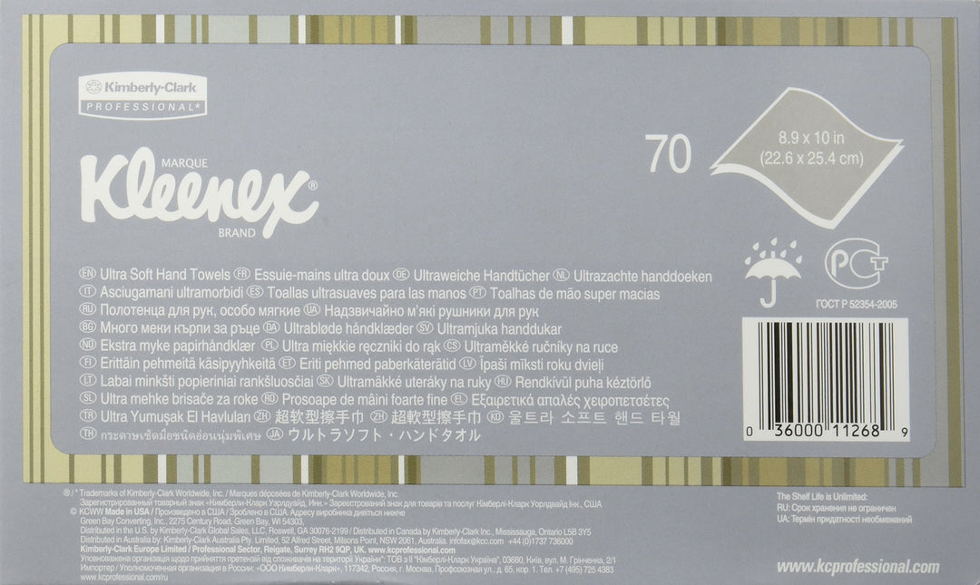 Kimberly Clark 11268 Kleenex Hand Towels Premium Ultra Soft, Pop-Up Box, White (1 Individual Box of 70 Sheets)