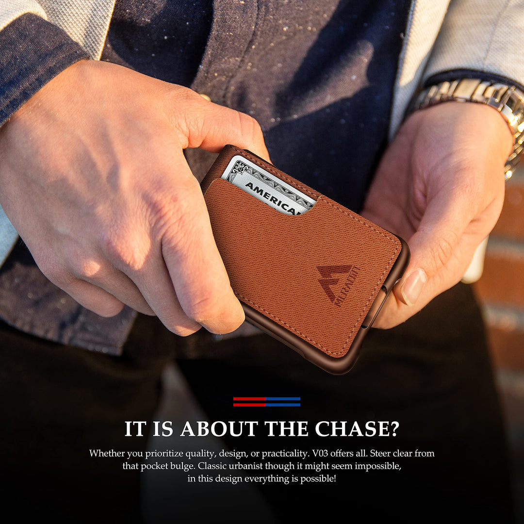 Mens Wallet Tactical Bifold Wallets for Men Metal RFID Blocking Aluminum Money Cards Holder Gifts for Men (Saffiano Taupe)