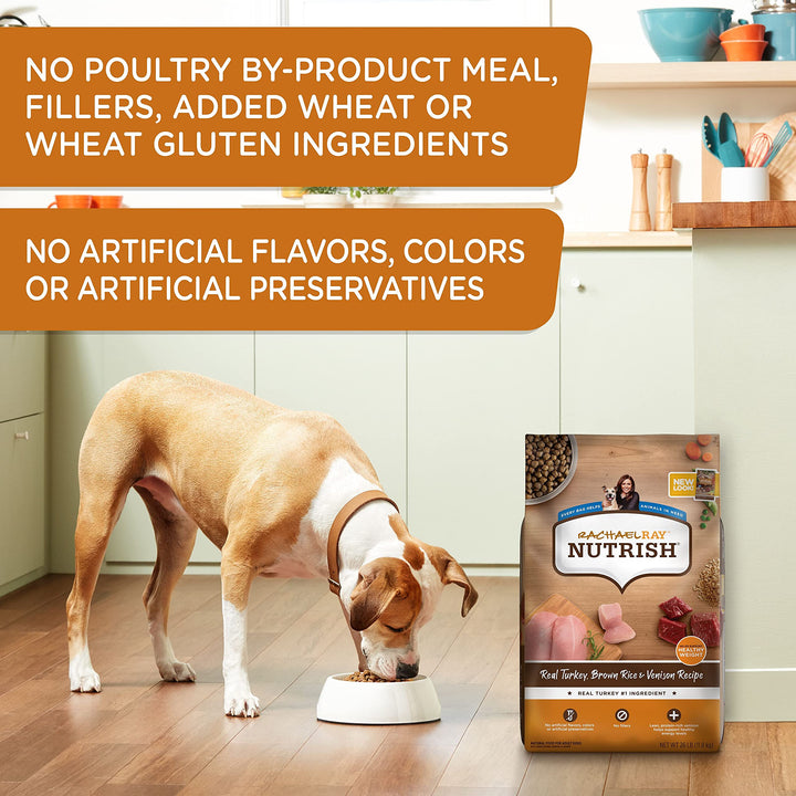 Rachael Ray Dry Dog Food, Turkey, Brown Rice & Venison Recipe for Weight Management, 26 Pounds
