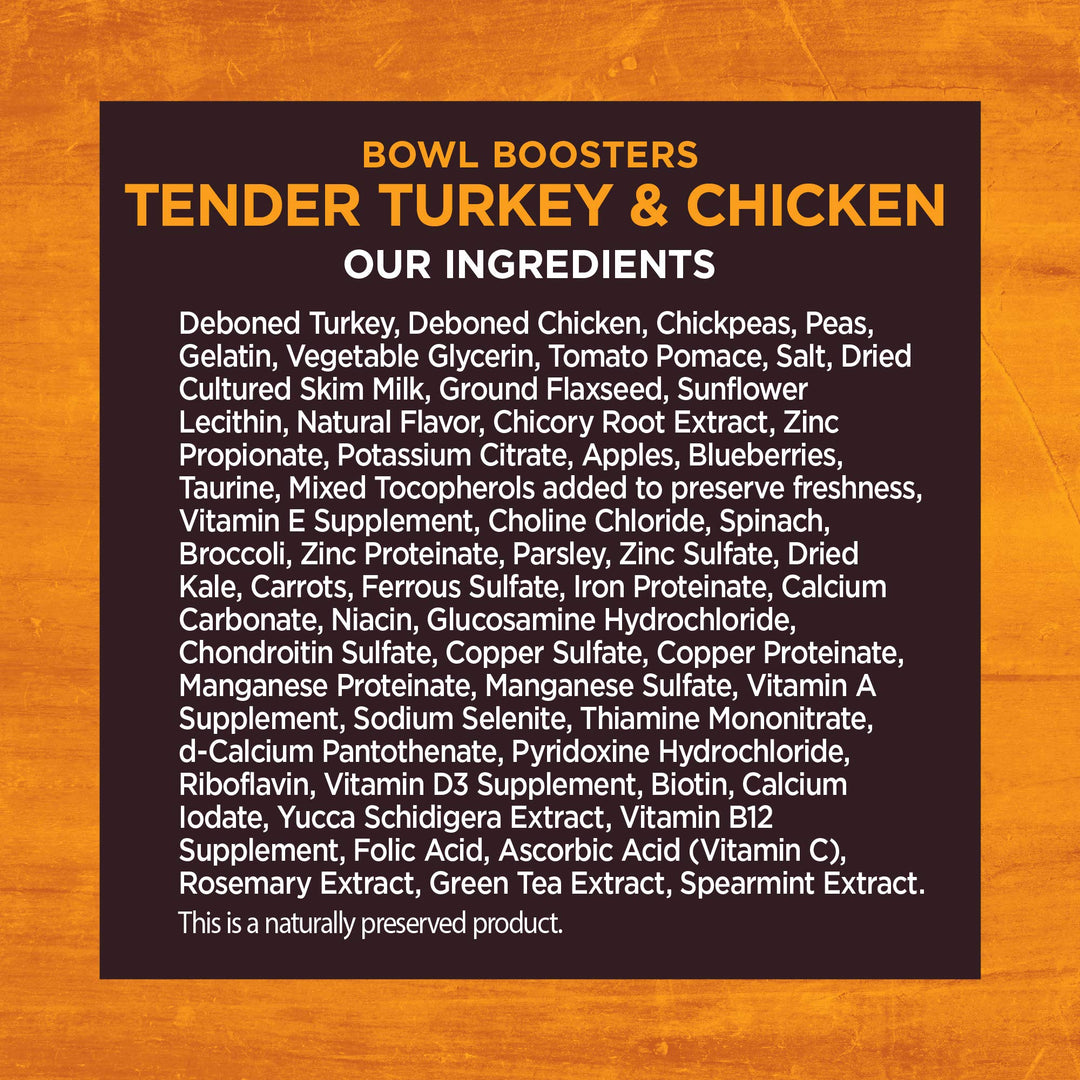 CORE Natural Grain Free Bowl Boosters Tender Dog Food Mixer Or Topper (Turkey & Chicken Recipe, 2-Pound Bag)
