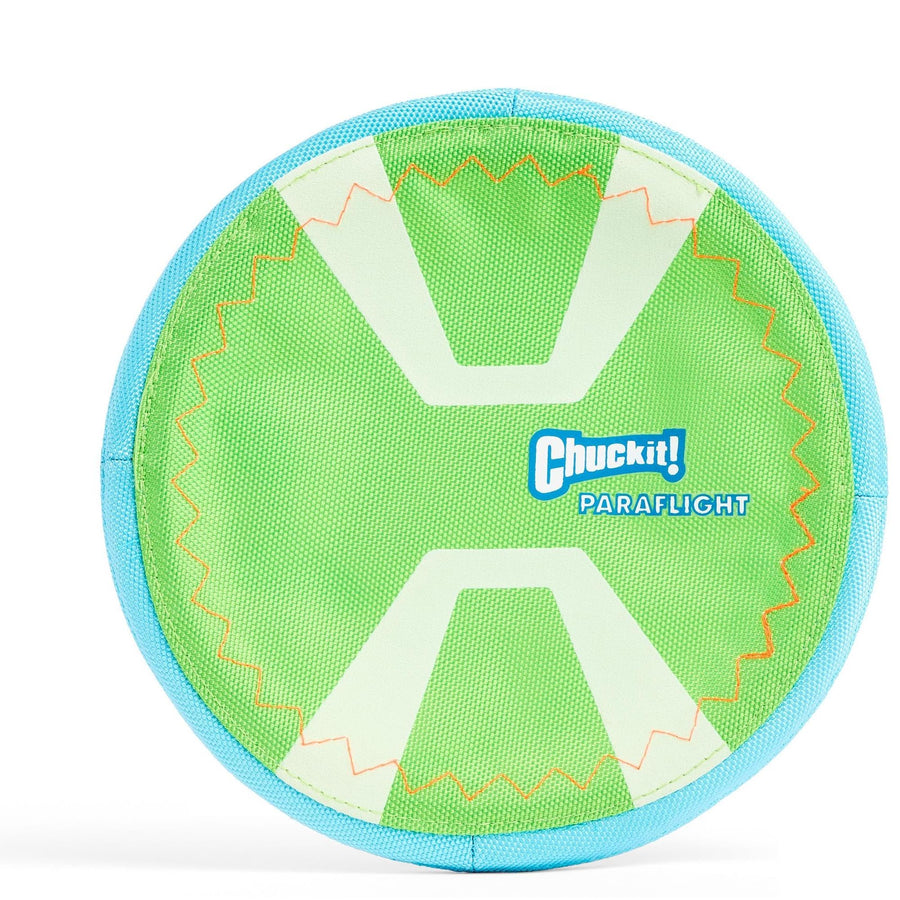 Max Glow Paraflight Flying Disc Dog Toy - Water Floating Flyer - Durable Nylon Construction with Soft Rubber Edges - For Medium and Large Dogs - Size Large - 9.75 L x 9.75 W - Pack of 1