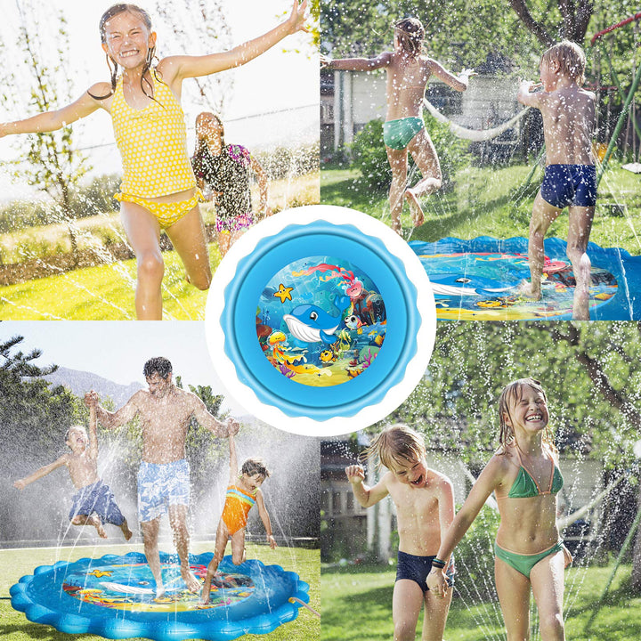 Upgraded 79 Splash Pad, Sprinkler & Splash Play Mat, Inflatable Summer Outdoor Sprinkler Pad Water Toys Fun for Children, Infants, Toddlers, Boys, Girls and Kids