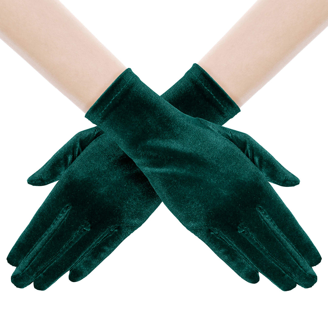 Short Opera Velvet Gloves Wrist Banquet Gloves Tea Party Dancing Gloves Special Occasion Gloves for Women