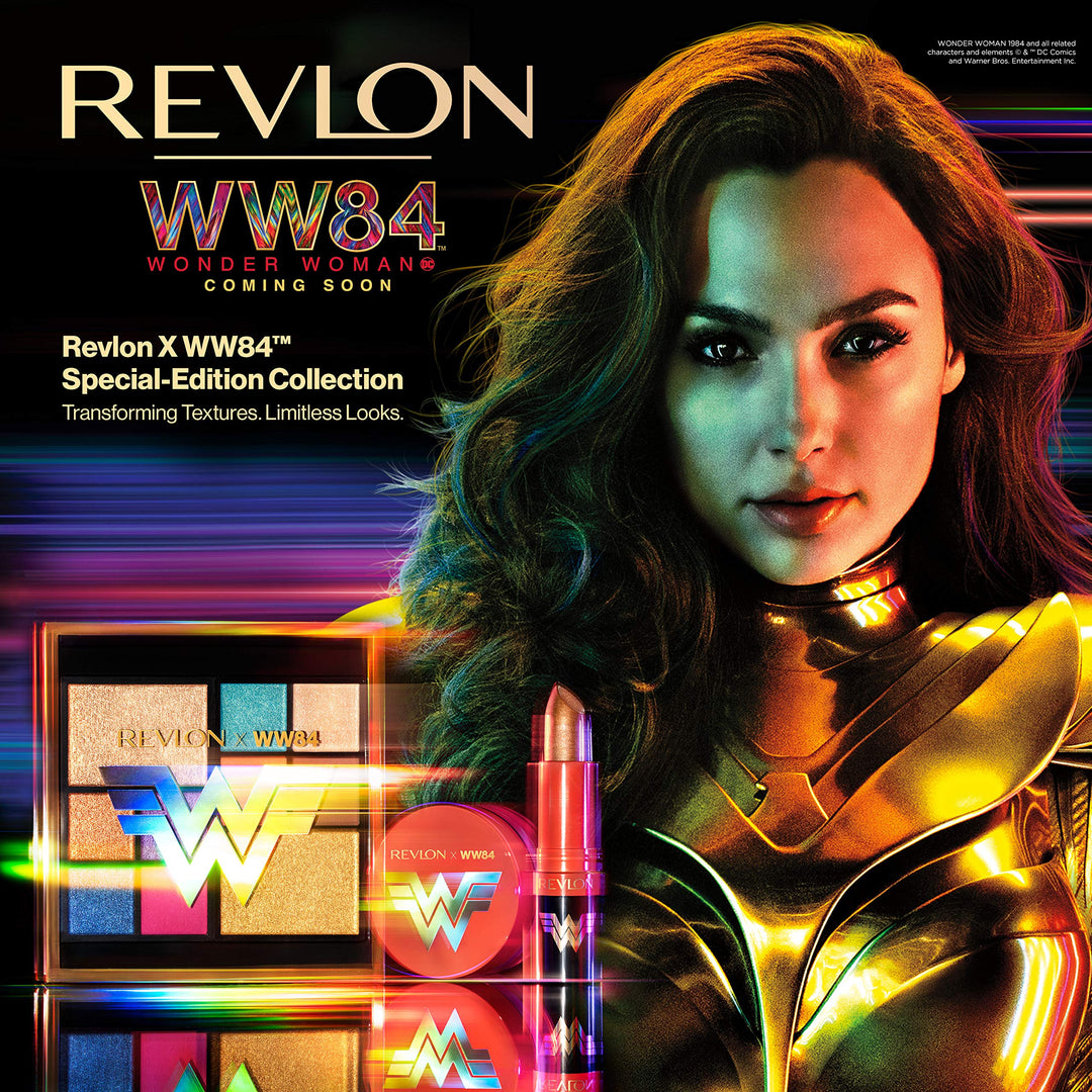 Revlon x WW84 Wonder Woman Transforming Eye Powders, Dual-ended Eyeshadow Stick with Holographic Shimmer, 001 Turquoise/Purple, 0.028 oz