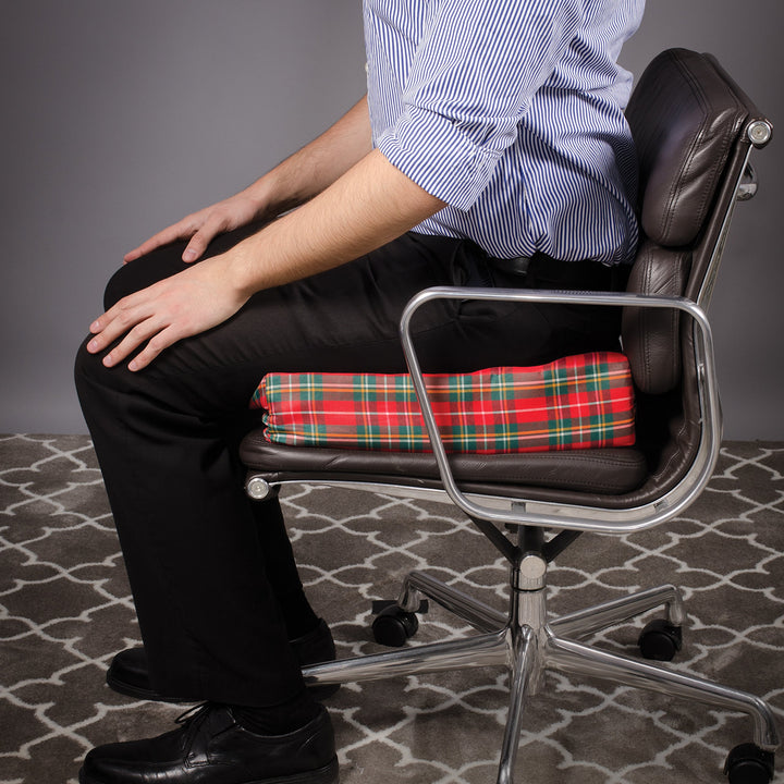 Convoluted Foam Chair Pad Seat Cushion with Plaid Cover