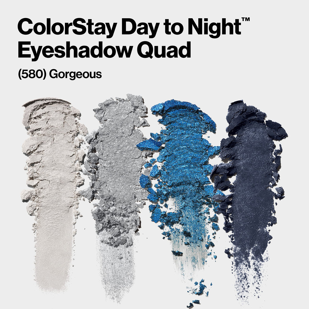 Revlon ColorStay Day to Night Eyeshadow Quad, Longwear Shadow Palette with Transitional Shades and Buttery Soft Feel, Crease & Smudge Proof, 580 Gorgeous, 0.16 oz