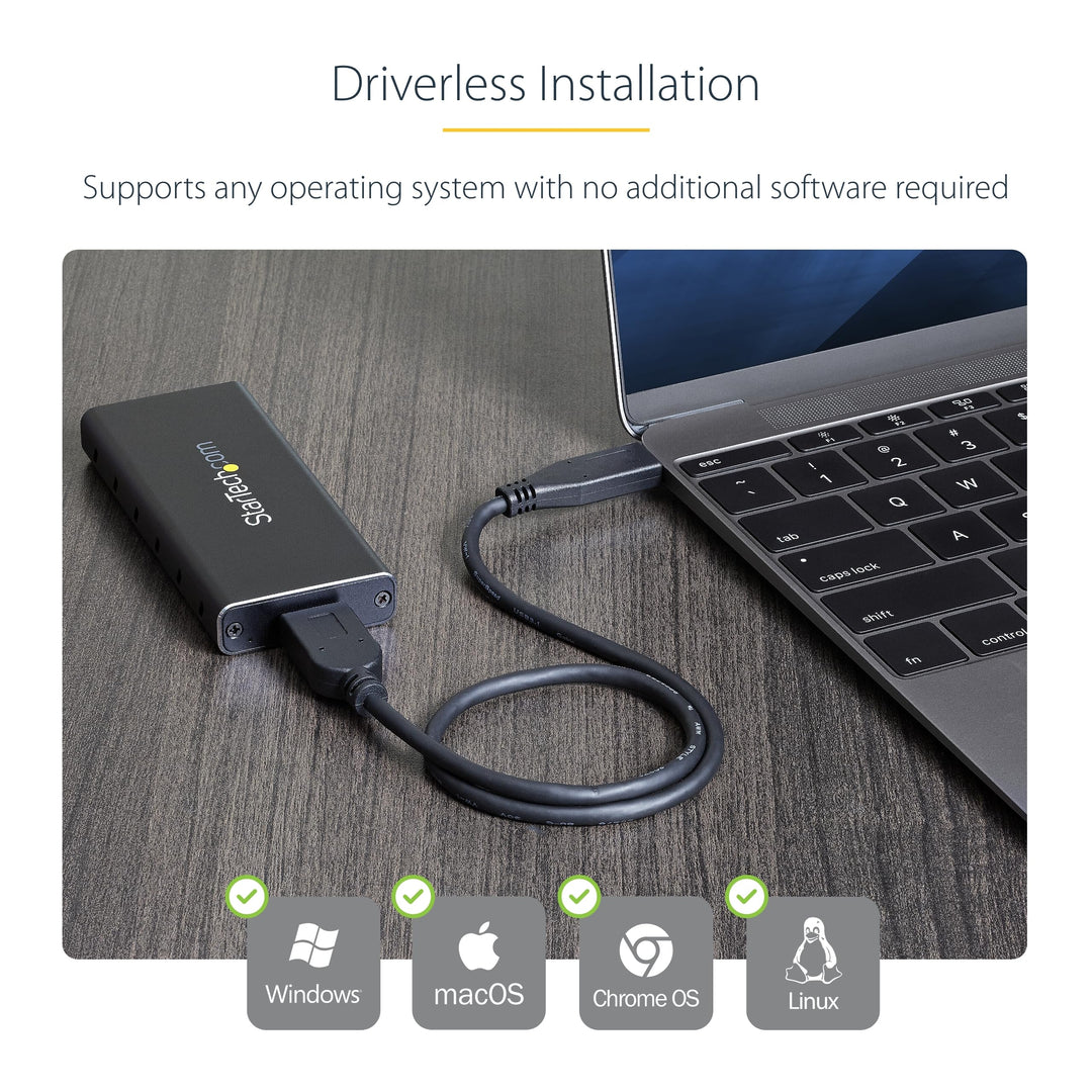 M.2 SSD Enclosure for M.2 SATA SSDs - USB 3.1 (10Gbps) with USB-C Cable - External Enclosure for USB-C Host - Aluminum, TAA (SM21BMU31C3)