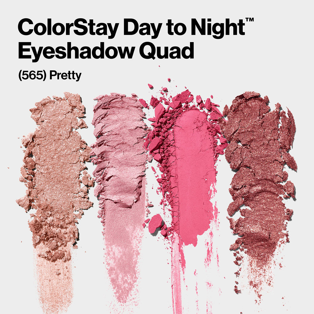 Revlon ColorStay Day to Night Eyeshadow Quad, Longwear Shadow Palette with Transitional Shades and Buttery Soft Feel, Crease & Smudge Proof, 565 Pretty, 0.16 oz