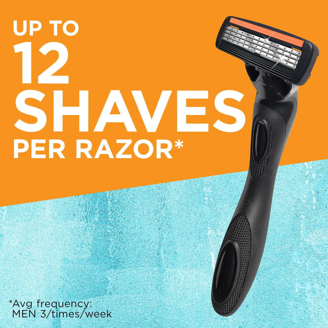 Flex 4 Refillable Razors for Men, Long-Lasting 4 Blade Razors for Sensitive Skin, 1 Handle and 4 Cartridges, 5 Piece Shaving Gift Set