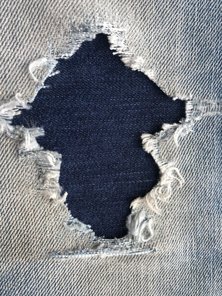Dark Blue Denim Stretch Jean Patches Super Strong Iron On- by Holey Patches (Assorted Sizes) (1-5 x 8)