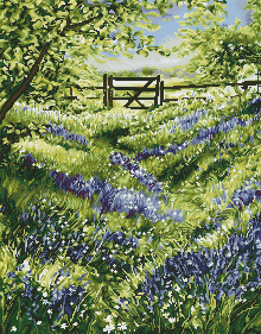 Cross Stitch Kits Stamped Full Range of Embroidery Starter Kits for Beginners DIY 14 CT 2 Strands - Suburb Spring 18.90×23.23 inch
