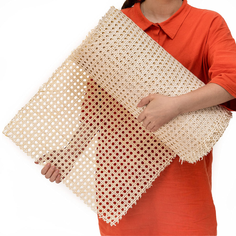 18 Width Rattan Cane Webbing Roll 18 Inch x 5 Feet Hexagon Weave 1/2 Inch Pre-Woven Cane Mesh Net Open Weave Wicker Cane Webbing Rattan Sheets Natural Material for Cabinet Chair (5 Feet)