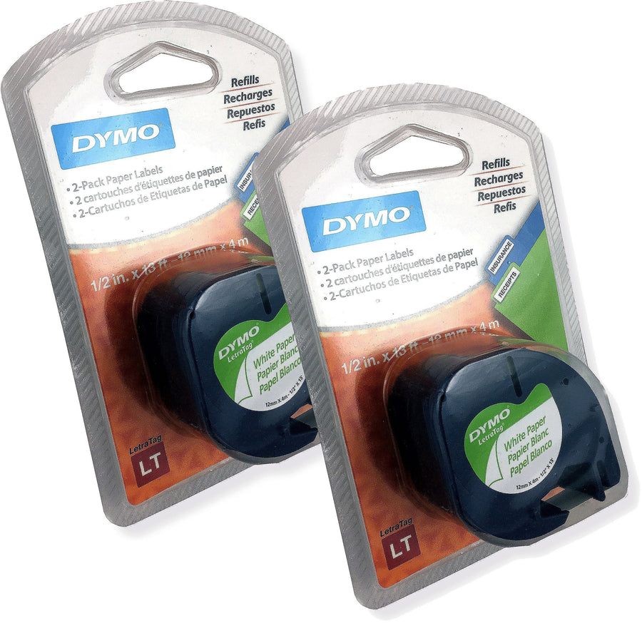 2025928 10697 Self-Adhesive Paper Tape for LetraTag Label Makers, White (2 Pack of 2 Piece Each)