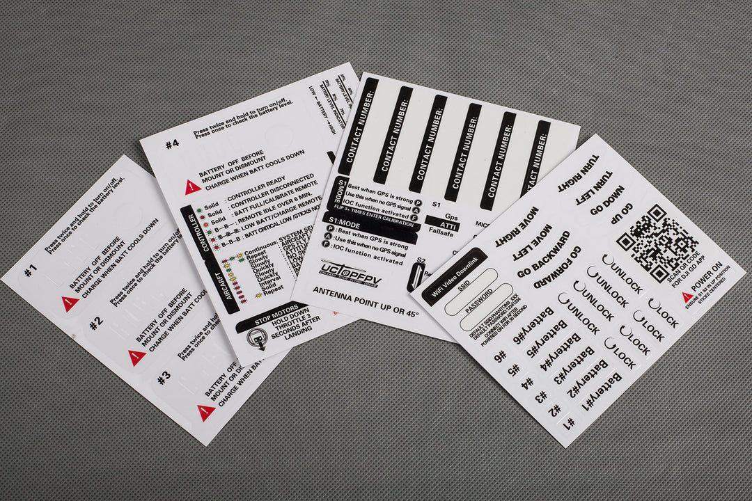 Sticker Set ID Marking Decal for DJI Phantom 3 Standard Multifunction White