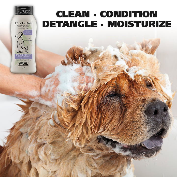 USA 4-in-1 Calming Pet Shampoo for Dogs – Cleans, Conditions, Detangles, & Moisturizes with Lavender Chamomile - Pet Friendly Formula - 24 Oz - Model 820000A