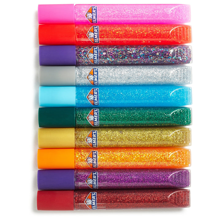 ELMERS E199 Elmer's 3D Washable Glitter Glue Pens, Classic Rainbow, Pack of 10 Pens - Great For Making Slime
