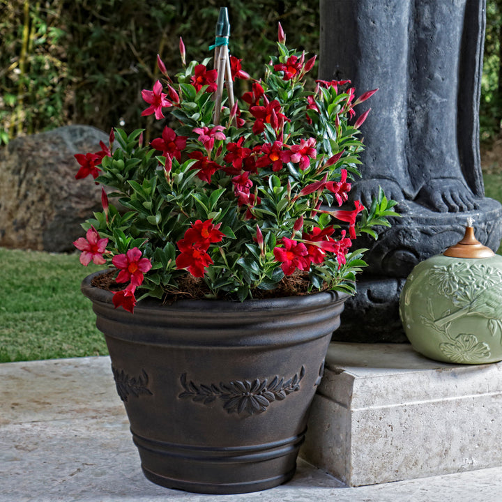Laurel 13 Outdoor Double-Walled Polyresin Planter with UV-Resistant Rust Finish