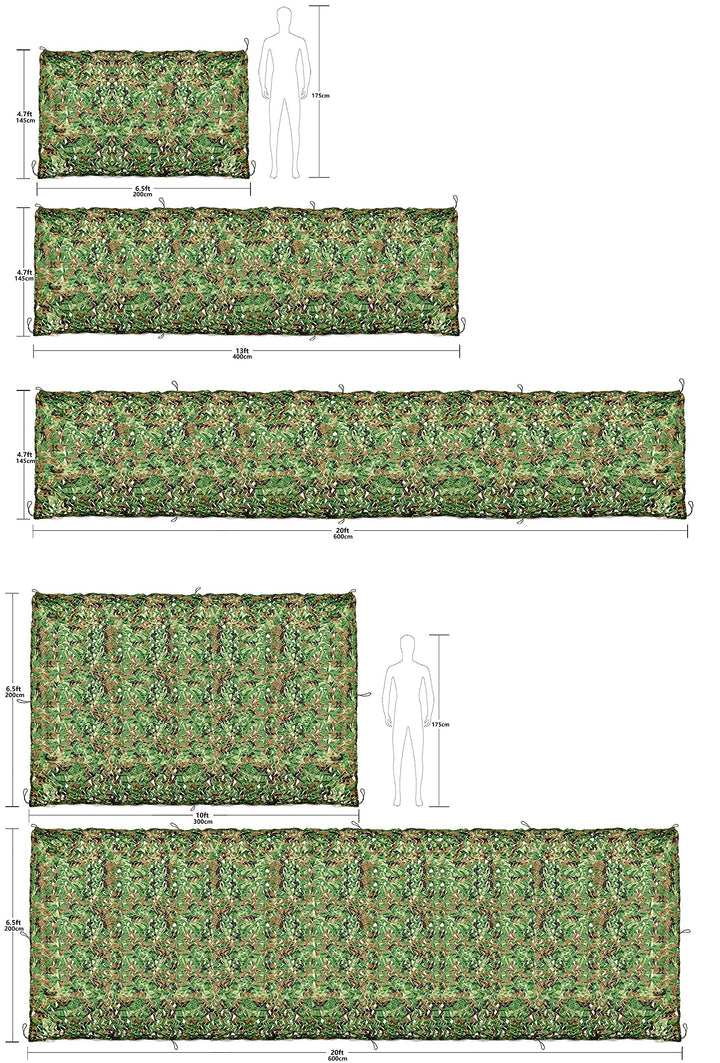 Camo Netting, 6.5ft x 20ft 2m x 6m Woodland Camouflage Net for Hunting Blind Sunshade Camping Watching Hide Airsoft Shooting Military Theme Party Decorations Privacy Fence Screen