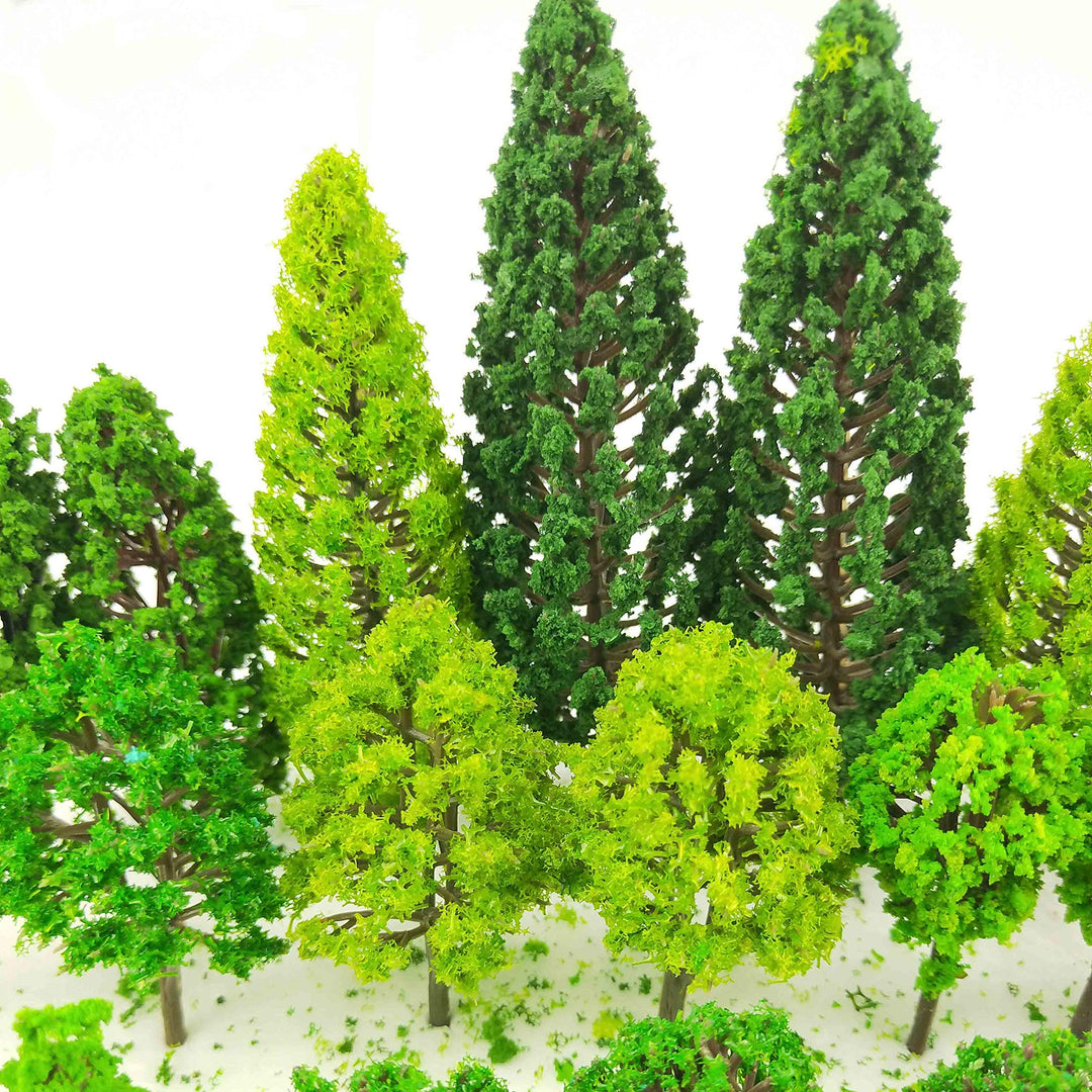 60 Pieces Model Trees 1.36-6 inch Mixed Model Tree Train Scenery Architecture Trees Fake Trees for DIY Crafts, Building Model, Scenery Landscape Natural Green