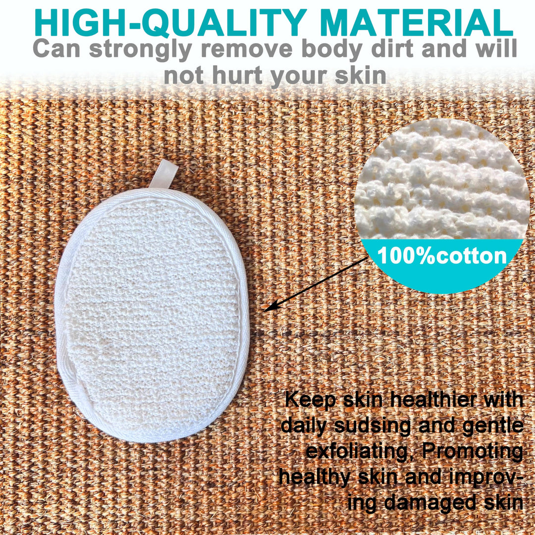 Mr.Cui'shop 6 Pcs/Set 4.3×5.7 Natural Exfoliating Face Body Pad Loofah Sponge Facial Brush - Shower Scrubber - Body Bath Spa For Men & Women, Renewable Resource (100% Cotton Terry) Pack Of 6