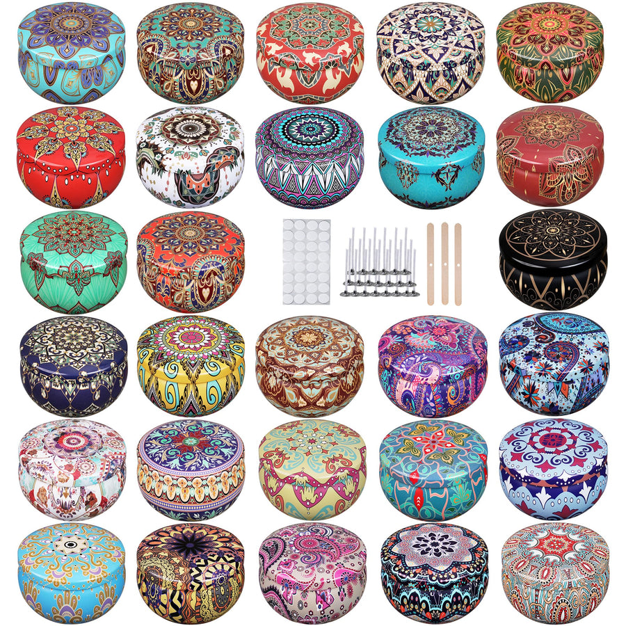 DIY Candle Tins 2.2oz 28 Pieces 28 Color, Round Containers with Lids, Candle Wicks, Wicks Holder, Wicks Stickers for Candle Making, Arts & Crafts, Storage & More (2.2OZ)