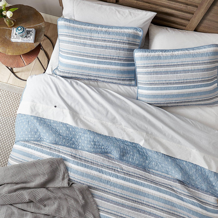 Quilt Set Cotton Reversible Bedding with Matching Sham, Dorm Room Essentials, Twin, Jettison Grey