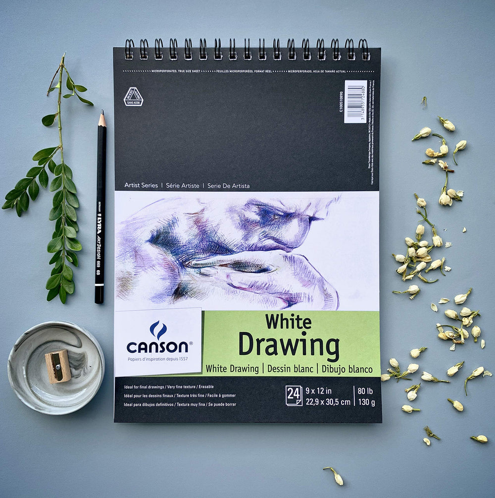 Artist Series Drawing Paper, Wirebound Pad, 9x12 inches, 24 Sheets (80lb/130g) - Artist Paper for Adults and Students - Charcoal, Colored Pencil, Ink, Pastel, Marker