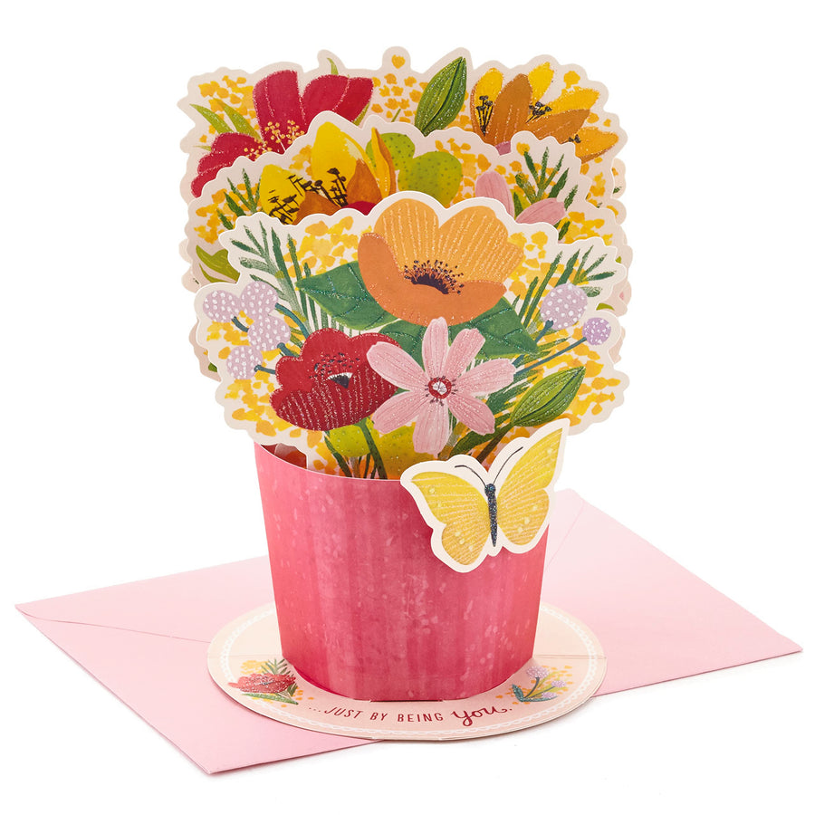 Pop Up Mothers Day Card or Birthday Card for Women, Her, Grandma, Sister, Daughter, Friend (Flower Bouquet)