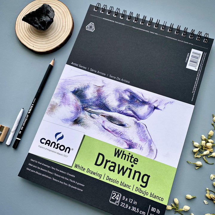 Artist Series Drawing Paper, Wirebound Pad, 9x12 inches, 24 Sheets (80lb/130g) - Artist Paper for Adults and Students - Charcoal, Colored Pencil, Ink, Pastel, Marker