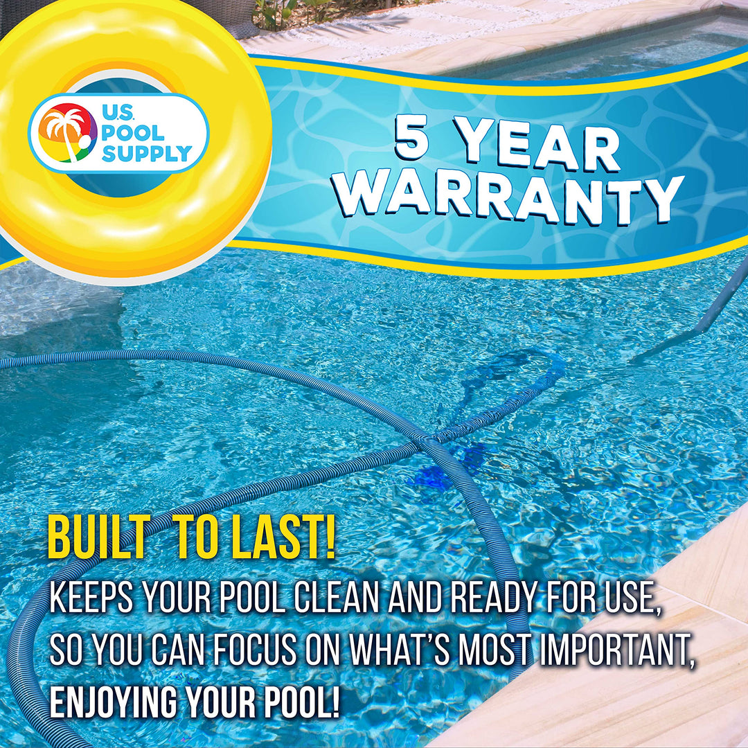 1-1/2 x 25 Foot Professional Heavy Duty Spiral Wound Swimming Pool Vacuum Hose with Kink-Free Swivel Cuff, Flexible - Connect to Vacuum Heads, Skimmer, Filter Pump Inlet, Accessories