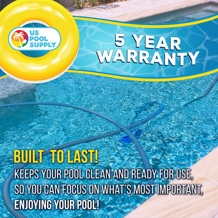 1-1/2 x 25 Foot Professional Heavy Duty Spiral Wound Swimming Pool Vacuum Hose with Kink-Free Swivel Cuff, Flexible - Connect to Vacuum Heads, Skimmer, Filter Pump Inlet, Accessories