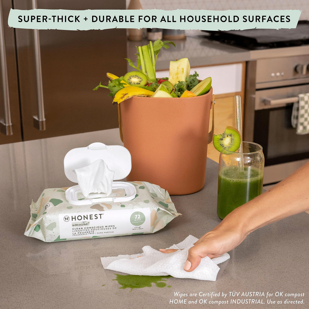 Clean Conscious Multi-Use Wipes | Hypoallergenic + Unscented for Sensitive Skin | Over 99% Water, Compostable, Plant Based, Baby Wipes | Pattern Play, 720 Count