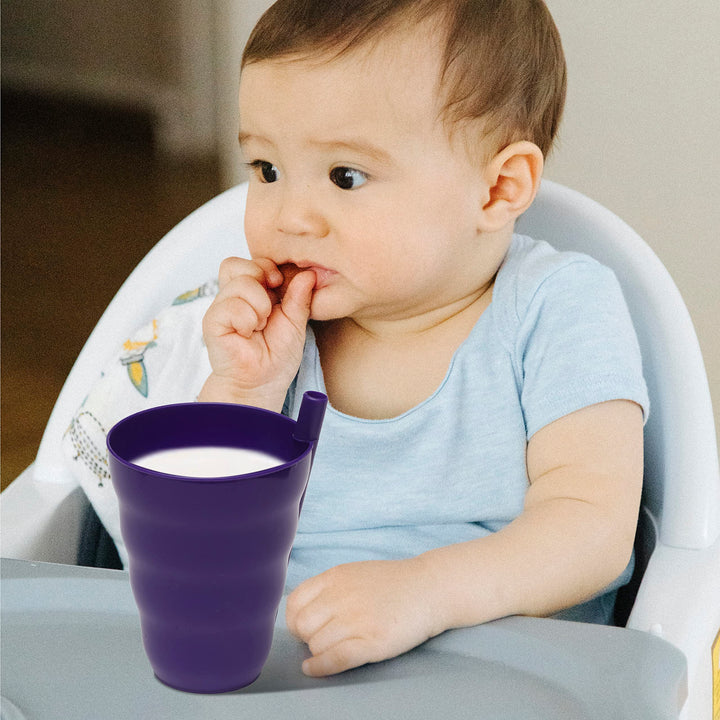 Kids Cups with Built In Straw - Set of 8 Toddler Drinking Cups with Straws 10 Ounce - Children Sippy Cup Dishwasher Safe BPA Free Kid and Toddler Tumbler Cups