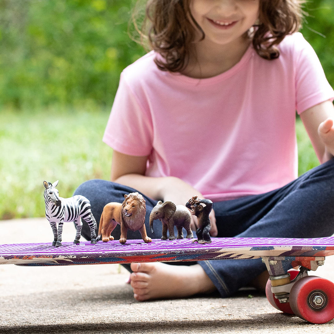 Wild Life Africa Starter Set – 4-Piece Wildlife Animal Set for Ages 3+, Featuring, Zebra, Elephant Calf, Lion, Chimpanzee
