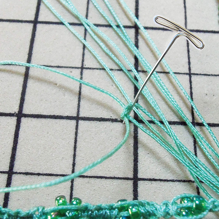 Mini Macrame Combo - Bead Board 7.5 x 10.5 inches - Box of 40 T-pins 1.75 inches - Bracelet Project & Instructions Included - Ideal for securing & creating Macrame and Knotting Creations