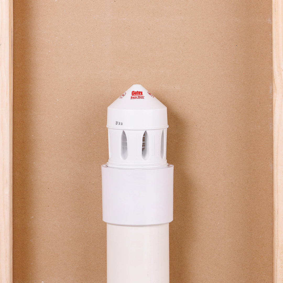 39223 500 Stack DFU Capacity Straight PVC Schedule 40 Adapter Air Admittance Valve, 3 in. – 4 in. 160 Branch, Black/White
