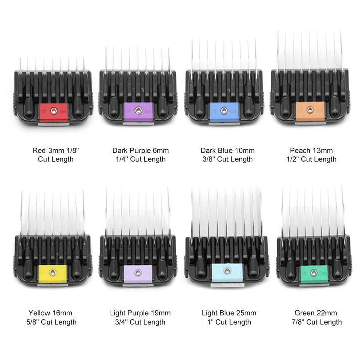 Professional Clip Animal Attachment Guide Comb Set Clippers Stainless Steel Detachable Blade for Pet Dog Horse (8 Piece)