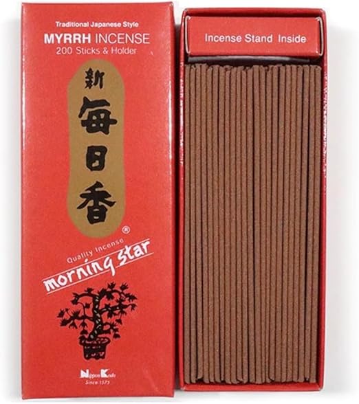 Morning Star Japanese Incense Sticks 200 Sticks & Holder (Myrrh)