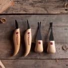 Flexcut Wood Carving Tools Beginner Palm &amp; Knife Set KN600 | Includes Cutting Knife and Detail Knife Plus Two Palm Tools | 1095 High Carbon Steel Blades and Ergonomic Ashwood Handles