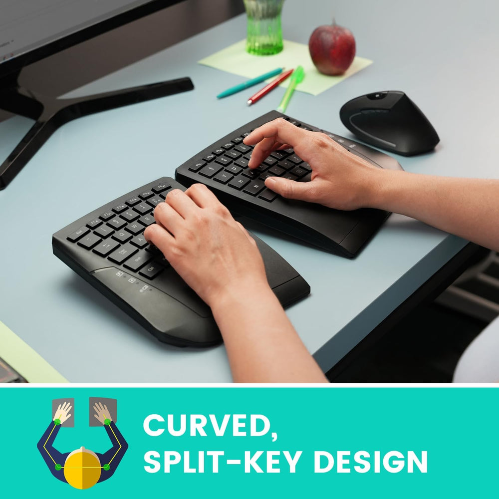 Perixx PERIBOARD-624B US, Wireless Ergonomic Split Keyb