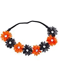 Halloween Black n Orange Cosplay Party Costume Chiffon Flower Crown Headband