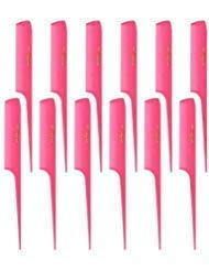 Cleopatra 8-1/2 inch Rattail Combs Extra Fine Tooth. Rat Tail Comb Model #441. Color Neon Pink. 1 Dozen.