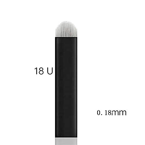 Microblading Needles,Blossm 50PCS 18 U Shape Tattoo Eyebrow Tattoo Needle For 3D Embroidery Manual Microblade Pen Permanent Makeup Supplies(18U)
