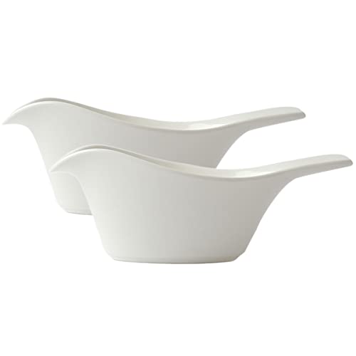 2pcs Bird-Shaped Pure White Porcelain Easy Pour Gravy Sauce Boat Creamer Pitcher. 5 Oz