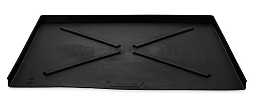 Camco Dishwasher Drain Pan - Protects Floors, Cabinets, Walls & Features Front Opening for Easy Leak Detection - Crafted of Heavy-Duty Polymer - Black, 23-5/8” x 20-1/2” (20602)