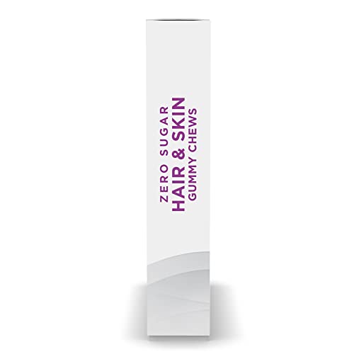 Zero Sugar Hair &amp; Skin Gummy Chews, Strawberry Lemonade - 27 Gummy Chews - Biotin + GLA from Borage Oil - Promotes Healthy Balance of Fats in Skin - Non-GMO - 27 Servings