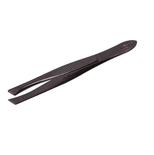 Tweezers 514 Side for Eyebrow Shaping and Facial Hair Removal | Slanted Tip | Professional Stainless Steel | Best Shaped for Eyebrows Extensions Chin Cheek Face| Made in Germany (Black)